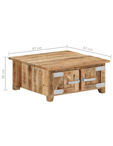 Table Basse Carrée Bois massif de manguier - Style Industriel