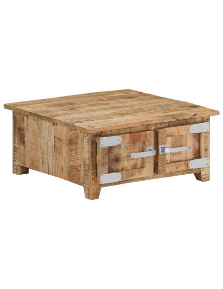 Table Basse Carrée Bois massif de manguier - Style Industriel