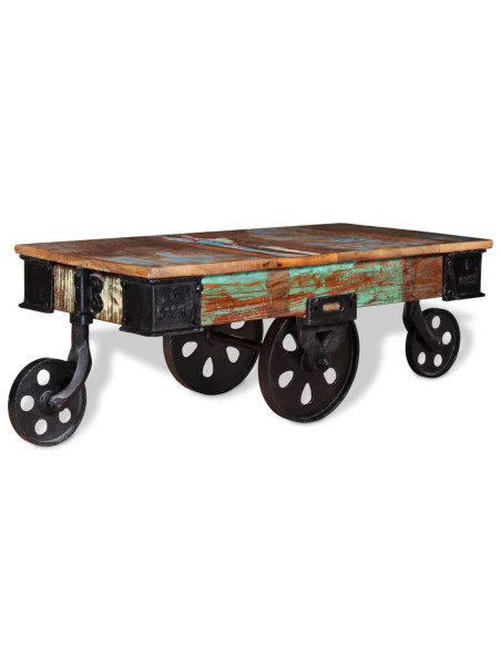 Table Basse Rectangulaire avec Roues – Style Industriel