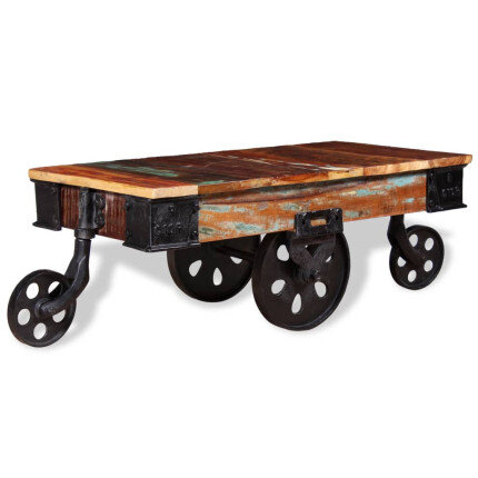 Table Basse Rectangulaire avec Roues – Style Industriel