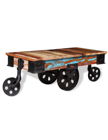 Table Basse Rectangulaire avec Roues – Style Industriel