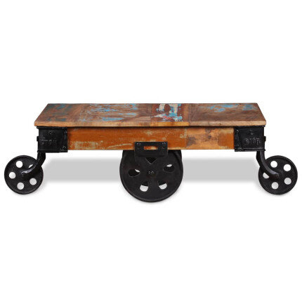 Table Basse Rectangulaire avec Roues – Style Industriel