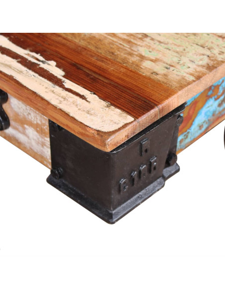 Table Basse Rectangulaire avec Roues – Style Industriel
