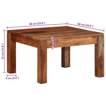 Table Basse Carrée Nature Bohème Bois massif Acacia