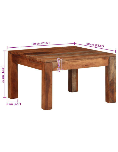 Table Basse Carrée Nature Bohème Bois massif Acacia Table Basse Carrée Nature Bohème Bois massif Acacia