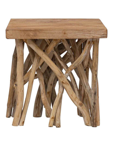 Table Basse Carrée Nature - Bohème Pied en Rodin Table Basse Carrée Nature - Bohème Pied en Rodin