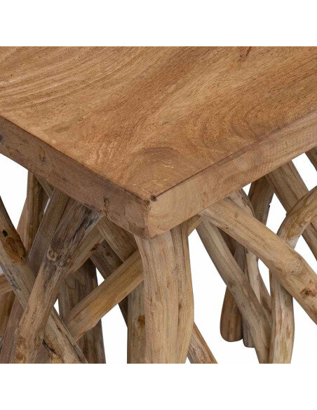 Table Basse Carrée Nature - Bohème Pied en Rodin Table Basse Carrée Nature - Bohème Pied en Rodin