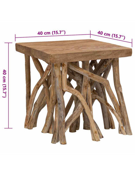 Table Basse Carrée Nature - Bohème Pied en Rodin Table Basse Carrée Nature - Bohème Pied en Rodin