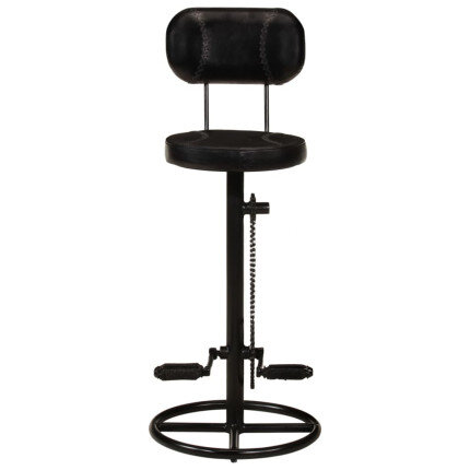 Tabourets de bar industriel en lot de 2 en cuir de chèvre véritable Noir 44 x 44 x 109 cm {attributes}