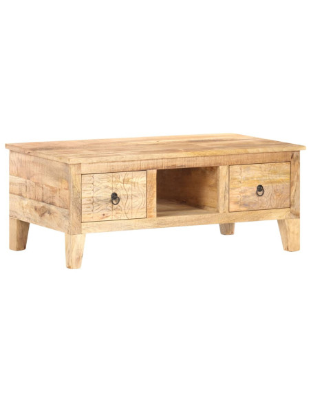 Table Basse Bois massif Fleurs sculptées Bohème