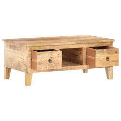 Table Basse Bois massif Fleurs sculptées Bohème 2