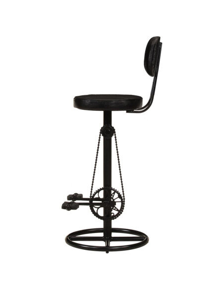 Tabourets de bar industriel en lot de 2 en cuir de chèvre véritable Noir 44 x 44 x 109 cm {attributes}