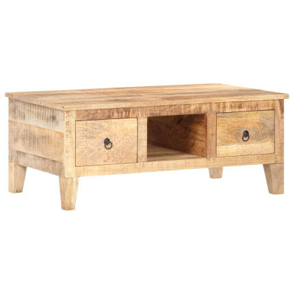 Table Basse Bois massif Fleurs sculptées Bohème
