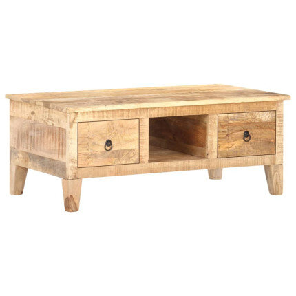 Table Basse Bois massif Fleurs sculptées Bohème