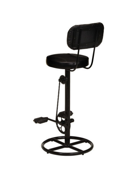 Tabourets de bar industriel en lot de 2 en cuir de chèvre véritable Noir 44 x 44 x 109 cm {attributes}