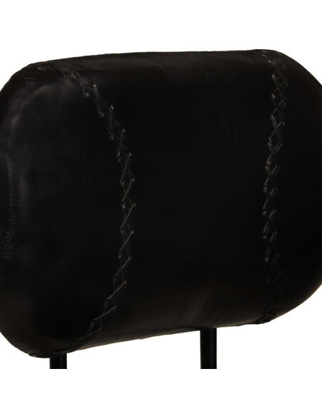 Tabourets de bar industriel en lot de 2 en cuir de chèvre véritable Noir 44 x 44 x 109 cm {attributes}