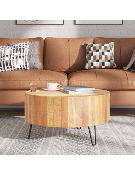 Table Basse Ronde Bohème Industrielle Bois Table Basse Ronde Bohème Industrielle Bois
