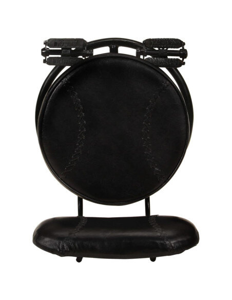 Tabourets de bar industriel en lot de 2 en cuir de chèvre véritable Noir 44 x 44 x 109 cm {attributes}