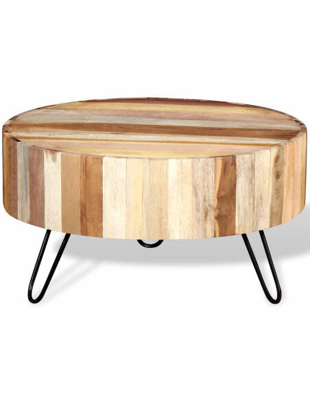 Table Basse Ronde Bohème Industrielle Bois Table Basse Ronde Bohème Industrielle Bois