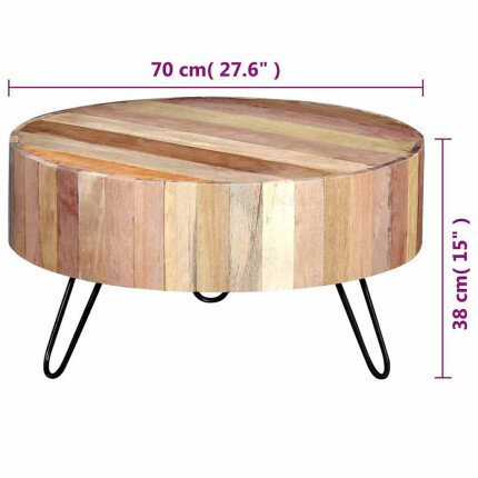 Table Basse Ronde Bohème Industrielle Bois