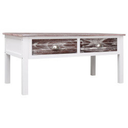 Table Basse Campagne Bois Marron Blanche avec tiroir 2