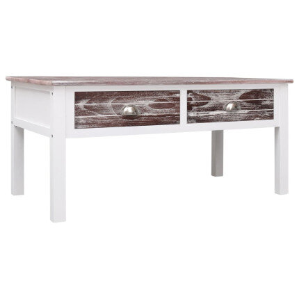 Table Basse Campagne Bois Marron Blanche avec tiroir