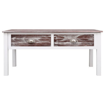 Table Basse Campagne Bois Marron Blanche avec tiroir