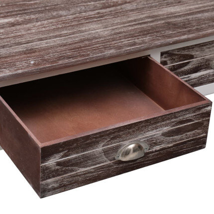 Table Basse Campagne Bois Marron Blanche avec tiroir