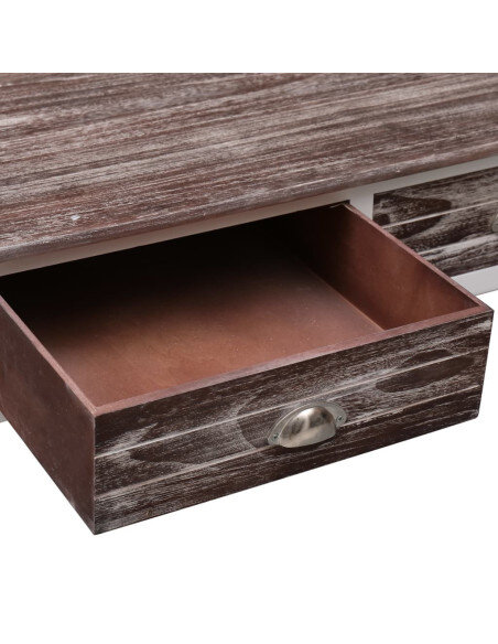 Table Basse Campagne Bois Marron Blanche avec tiroir Table Basse Campagne Bois Marron Blanche avec tiroir