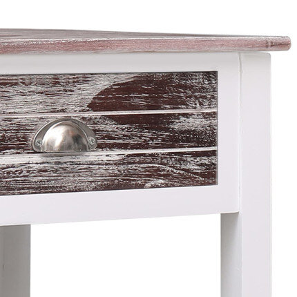 Table Basse Campagne Bois Marron Blanche avec tiroir