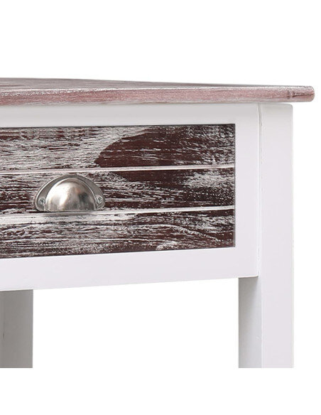 Table Basse Campagne Bois Marron Blanche avec tiroir Table Basse Campagne Bois Marron Blanche avec tiroir