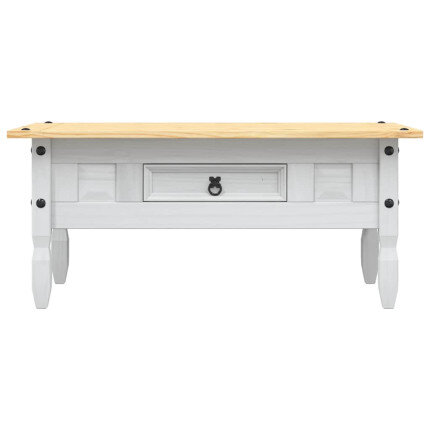 Table Basse Campagne Blanche et Bois avec tiroir