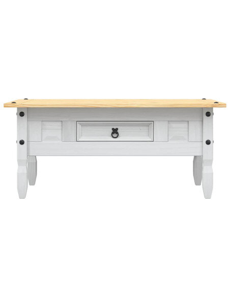 Table Basse Campagne Blanche et Bois avec tiroir Table Basse Campagne Blanche et Bois avec tiroir
