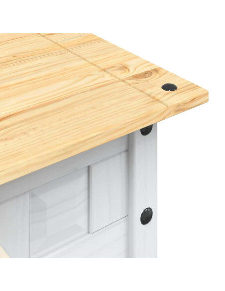 Table Basse Campagne Blanche et Bois avec tiroir Table Basse Campagne Blanche et Bois avec tiroir