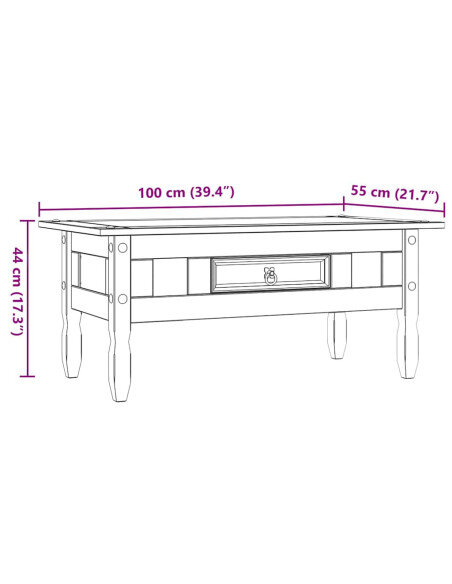 Table Basse Campagne Blanche et Bois avec tiroir Table Basse Campagne Blanche et Bois avec tiroir