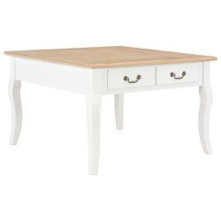 Table Basse Campagne Chic Blanche Bois avec Tiroir