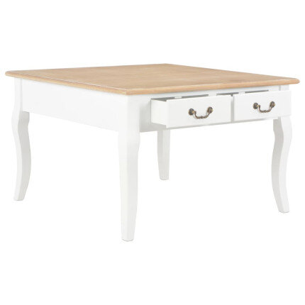 Table Basse Campagne Chic Blanche Bois avec Tiroir
