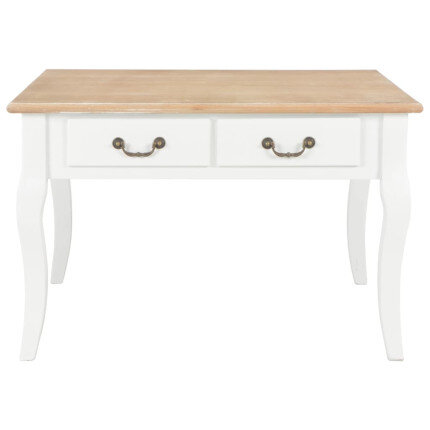 Table Basse Campagne Chic Blanche Bois avec Tiroir