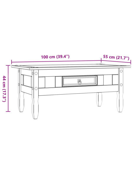 Table Basse Campagne Rustique Bois avec Tiroir