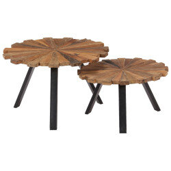 Ensemble 2 Petites Tables Basse Rétro / Vintage en bois