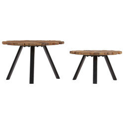 Ensemble 2 Petites Tables Basse Rétro / Vintage en bois 2