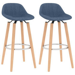 Tabourets de bar en lot de 2 en tissu Bleu
