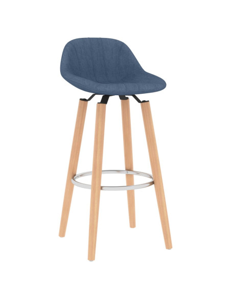 Tabourets de bar en lot de 2 en tissu Bleu  