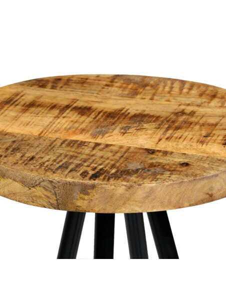 Chaise de bar industrielle en lot de 4 en bois de manguier Brun  {attributes}