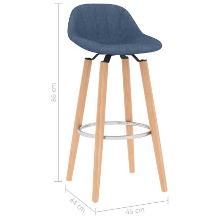 Tabourets de bar en lot de 2 en tissu Bleu