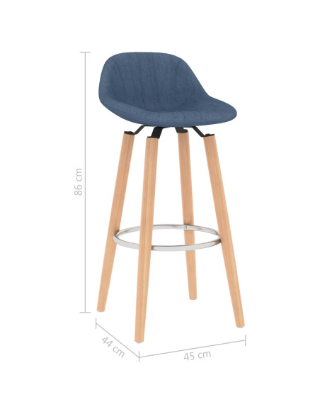 Tabourets de bar en lot de 2 en tissu Bleu  