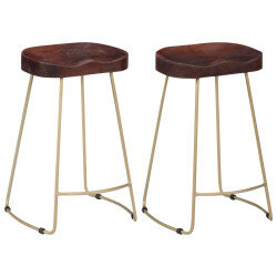 Tabourets de bar Industriel / Rétro - Vintage en lot de 2 en bois de manguier massif Brun 46 x 38 x 52 cm {attributes}
