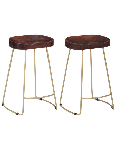 Tabourets de bar Industriel / Rétro - Vintage en lot de 2 en bois de manguier massif Brun 46 x 38 x 52 cm {attributes} Tabourets de bar Industriel / Rétro - Vintage en lot de 2 en bois de manguier massif Brun 46 x 38 x 52 cm {attributes}