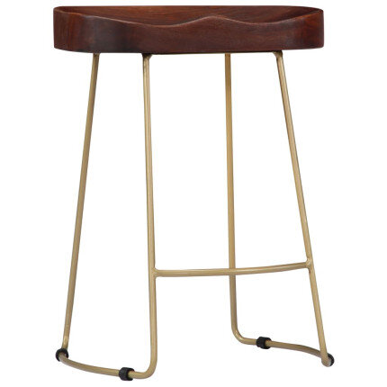 Tabourets de bar Industriel / Rétro - Vintage en lot de 2 en bois de manguier massif Brun 46 x 38 x 52 cm {attributes}