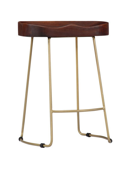 Tabourets de bar Industriel / Rétro - Vintage en lot de 2 en bois de manguier massif Brun 46 x 38 x 52 cm {attributes} Tabourets de bar Industriel / Rétro - Vintage en lot de 2 en bois de manguier massif Brun 46 x 38 x 52 cm {attributes}